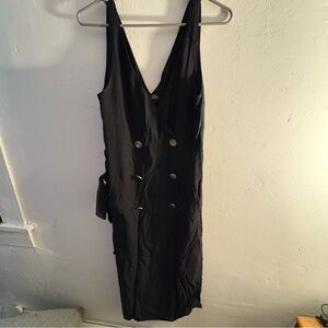Zara Black Sleeveless Dress with Gold Buttons